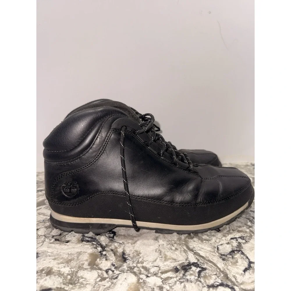 Timberland Men's Sz 12 Black Leather Comfort Hiking Ankle Lace Up Boots